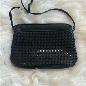 Vintage Ganson Crossbody Black Woven 80’s Bag Leather